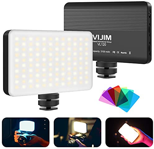 Led Panel Light, VIJIM VL120 Photo Light with 3100 mAh Battery Rechargeable, 3200-6500K Bi-color Dimmable, Camera lighting with Color Filters for DSRL Cameras and Camcorders