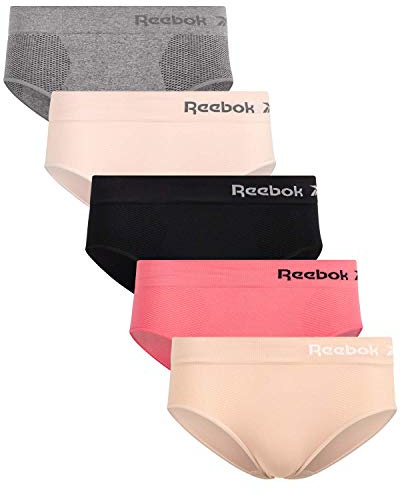Reebok Women's Underwear Seamless Hipster Briefs (5 Pack), Size X-Large, BlackNudeHot PinkPink RoseGrey