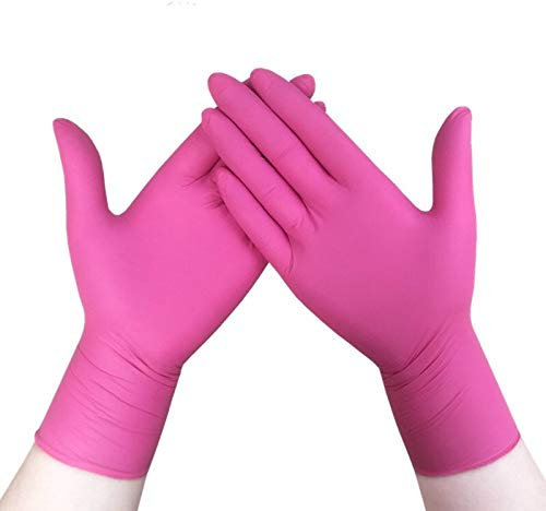 Shang Jiangan 100 Guantes de nitrilo Desechables, Guantes médicos de látex de Caucho, Limpieza Guantes domésticos, Rosa antiestático Guantes de jardinería, Guantes Desechables, adecua (Tamaño : L)