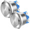 Gebildet 2pcs 22mm 5A/12V/24V/125V/250V Verriegelung Druckschalter Schraubklemmen Edelstahl Metall Wasserdichte Schalter(Flacher Kopf)