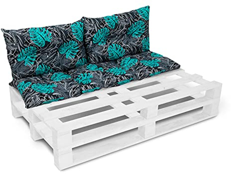 Ensemble de 2 coussins de banc de jardin, avec dossier, pour siège et palette Europe, 40 x 120 cm, avec 2 coussins de 40 x 60 cm