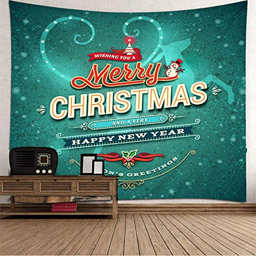 Banemi Wandteppich Abstrakte Kunst, Weihnachtsthema Frohe Weihnachten Grün Polyester Tapisserie Kinder 200X200cm