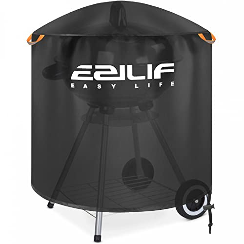 Ezilif BBQ Abdeckhaube, Kugelgrill Abdeckhaube Wasserdicht Oxford Stoff Grillabdeckungen mit Reflexstreifen Anti-UV Winddicht Reißfest Rund BBQ Abdeckungen für Weber Brinkmann Char Broil 79x68cm