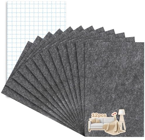 PLCatis Filzgleiter selbstklebend zum Zuschneiden 12 Stück, 20x15cm, 4mm Dicke - Möbelgleiter Filz Selbstklebend Filzgleiter für Stühle, Filzgleiter für Möbel Bode, Starker Klebkraft Stuhlgleiter