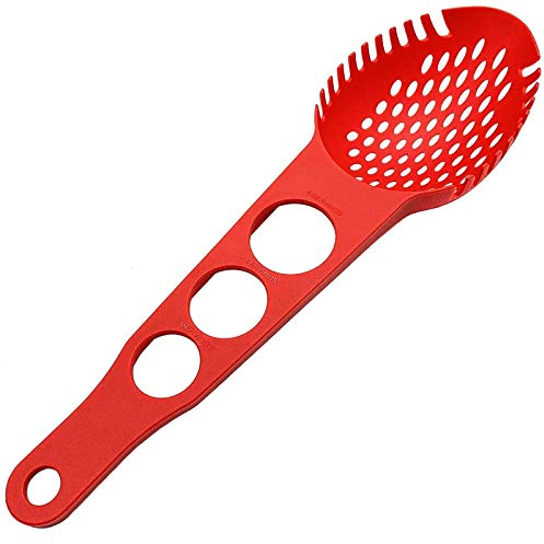 OUHUAN Spaghetti Server Non-Stick Pasta Fork Slotted Spoon Strainer with Spaghetti Measure Strainer Ladle