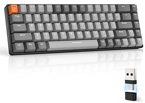 MAGIC-REFINER RK68 Tastiera Gaming Meccanica, 60% Tastiera Wireless 2.4Ghz/Bluetooth 5.0, Apex Pro Mini Hot-Swappable 68 Tasti Interruttore Rosso Lineare con Ricevitore 2 in 1 per PC/MAC/Smartphone