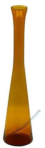 Holland Bong ohne Kickloch in Gelb 38 cm mit Schlauch - Glas Wasser Pfeife Glass Tabakpfeife Glasbong