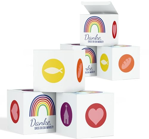 Papierdrachen - 12 Geschenk-Schachteln zum Befüllen - ideales Gastgeschenk - Give-Away-Box - in der Größe 5x5x5cm - Regenbogen - Set 2
