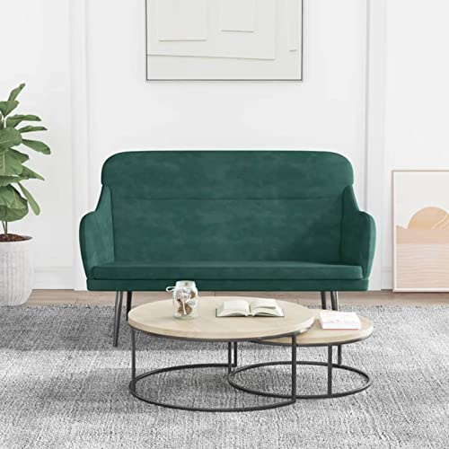 Festnight Sitzbank mit Armlehne Esszimmerbank Bank Polsterbank Esszimmerbank mit Rückenlehne Küchenbank Küchensofa Samt Dunkelgrün 110x76x80 cm