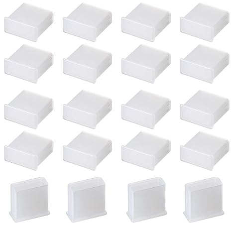 TOP-VIGOR 20Pcs USB Male Cap Port Cover Anti Dust, 13mmx5mm USB Plug Stopper Port Silicone Protector Lids, White USB Cover Cap Laptop Port Protector