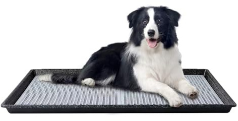 HQ4us Dog Pee Pad Holder Tray with Grate 34”×23”, Large Dog Litter Box Toilet, Puppy Pee Pad Holder, Less Mess, Dog Potty Indoor Outdoor for Balcony