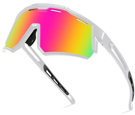 FEISEDY Fahrradbrille Polarisiert für Herren Damen Sportbrille B4151 | TR90 Rahmen, Verspiegelt Sport Sonnenbrille, UV400 Schutz