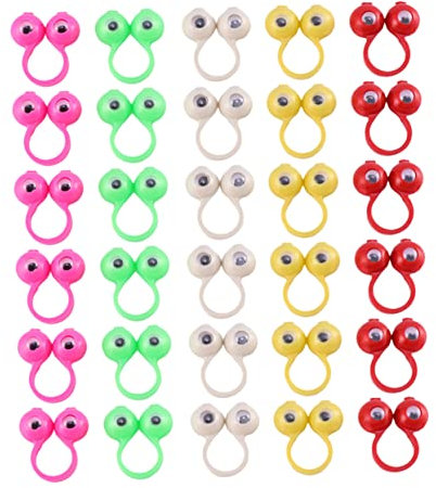 BESTonZON 50 Stück Augenring Spielzeug für Kinder kinderspielzeug Kullerauge auf den Ring Austauschmaterialien im Klassenzimmer Ringe Geschenke pädagogisches Fingerspielzeug Fingerringpuppen