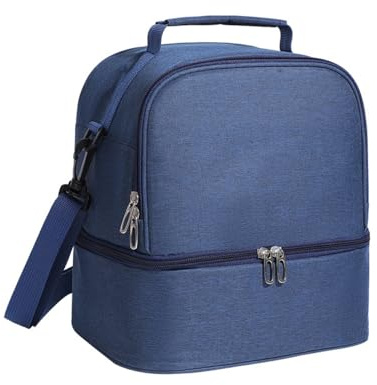 Lkw Ogechi 12 Liter Doppeldecker Lunchtasche Isoliert, Kühltasche Lunchtasche für Männer und Frauen, Kühltasche Lunch Tasche Tragetaschen, mit Verstellbarem Schulterriemen und 2 Reißverschlussfächern