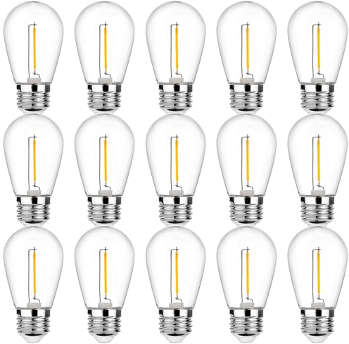 ProCrus E27 Led lampadina bianco caldo, S14 1W lampadina d'epoca sostituisce 10 W lampadine a incandescenza, 2700K bianco caldo in plastica LED filamento lampade, non dimmerabile, 15 Pack