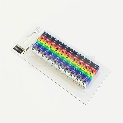 Kabelbeschriftung Kabelmarkierung, Drahtetikett EC-0, EC-1, 1000 Stück, Markierungsnummern 0 bis 9, Kabelmanagement, farbige Drahtisolierung, PVC-Drahtorganisator-Hülsen Kabel Beschriftung(EC-1-100pcs