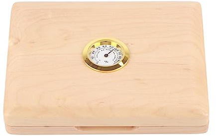 Glomora Reeds Case, Saxophone Clarinet Reeds Case Solid Wood 5‑Reeds Holding Storing Box with Hygrometer and a Magnet Switch Design (Original Wood Color)