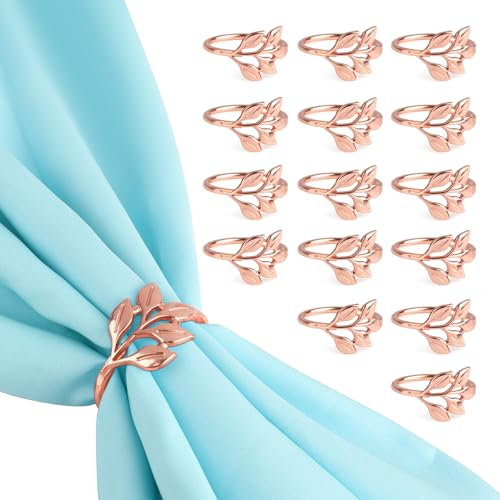 16 Stück Serviettenring Rose Gold, 4.3x4.3cm Serviettenringe, Blätter Serviettenschnallen Mit 5 Blättern, Serviettenring Für Partys, Thanksgiving, Hochzeiten