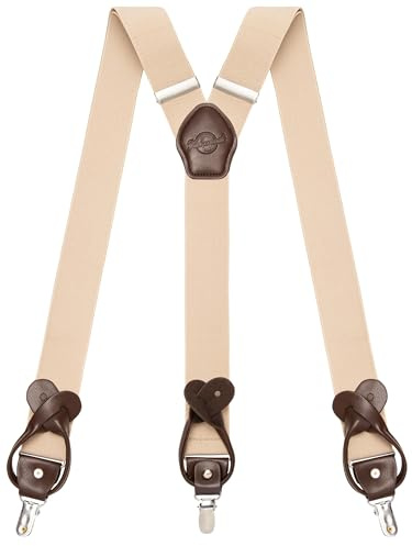 Kohentact Hosenträger Herren mit Clip- und Knopfbefestigung, inklusive 6 Knöpfe, 3,5 cm Breite Y-Form für Körpergrößen bis 200 cm Suspenders for Men