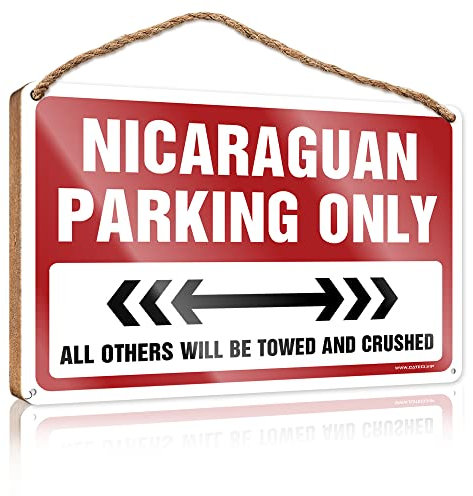 KAXW Haus-Türschild Nicaraguan Parking Only, Holzschild, lustiges Badezimmerschild, zum Aufhängen, Veranda-Schild (20 x 30 cm)