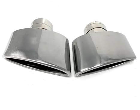 Auspuffrohr 1 Paar (L + R) Universal-Auto-Auspuff-Endrohr 150 Mm Auslass Gerolltes Ovales Schräges Schalldämpfer-Endrohr Aus Edelstahl Auspuff Endrohr(60MM IN-150MM Out)
