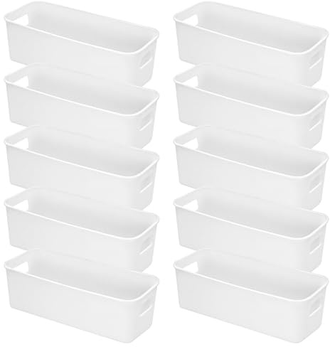 10 Stück Aufbewahrungsbox, Aufbewahrungsboxen, Aufbewahrungskorb, Kunststoff, 24.5x 7.5cm, für Büro, Küchen, Badezimmer, Kosmetik, Kinderzimmer, Schrank