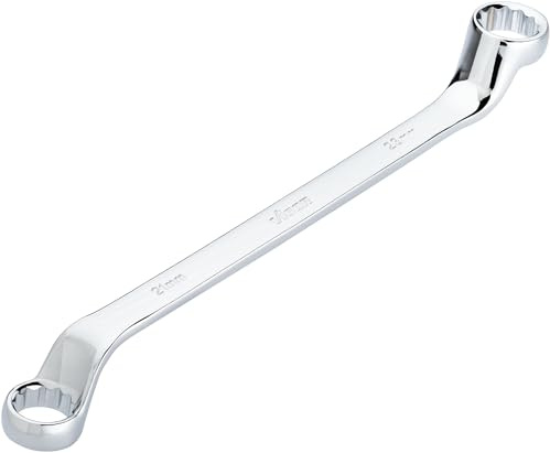 Llave de estrella ViGOR V7750-21X23, SW 21 x 23 mm, perfil hexagonal doble exterior, desviación de 15 grados, longitud 310 mm, cromada pulida, según DIN 838/ISO 10104