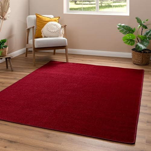 Steffensmeier Sonderposten Kettelteppich Wohnzimmerteppich modern, strapazierfähig und pflegeleicht, Rot, Größe: 230x230 cm