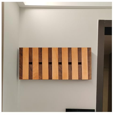 QHZYMX Cache Tableau Electrique Decoratif Couvercle De Distribution De Peinture Décorative pour Boîte De Compteur Électrique, Couvercle De Boîte À Fusibles en Bois pour Hôtel/Couloir(B,6 Hooks)