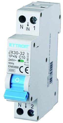 IXTRIMA Interruttore Magnetotermico 1P+N 240V, 50Hz, 6000A, EN60898 C6 C10 C16 C20 C25 C32 (10A)