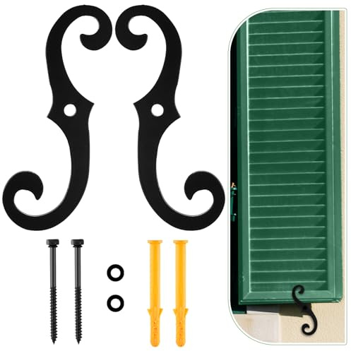 MorningRo 2pack Black 6.5 S Inch Shutter Dogs,Iron