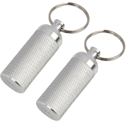 2 PCS Mini Metall Pillendose Klein, Kleine Edelstahl-Pillendose mit Schlüsselanhänger, Wasserdichter Tablettenbox für unterwegs und Unterwegs