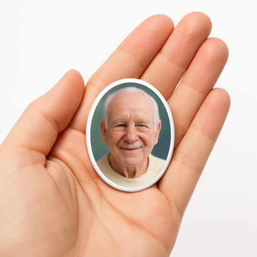 Tinykniv Foto commemorativa ovale in ceramica personalizzata da 3-7,6 cm, impermeabile, in forno, ritratto in porcellana italiana per urna di cremazione, ricordi tombali o commemorazioni per animali