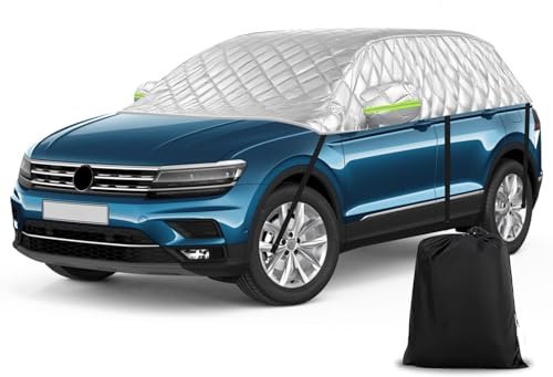 Universelle Halbgarage für SUV-Modell 399 * 150 * 59cm, Passgenaue Verdickte Autoabdeckung Wasserdicht Ersatz für VW Tiguan LWB/Hyundai Tucson LWB, für Model Y, für XC60, Anti-Hagel und Anti-Schnee