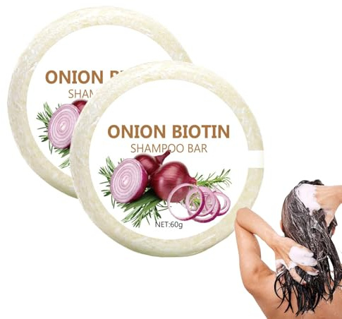 Barra de Champú de Biotina y Cebolla - Jabón Capilar Natural con Romero - Limpieza Profunda e Hidratación Intensa - Para Todo Tipo de Cabello - Cabello Fuerte y Saludable