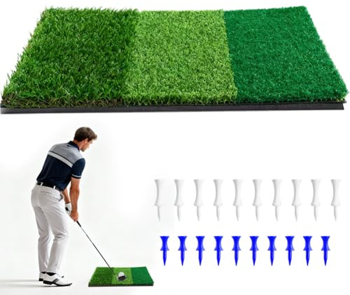 3-i-1 golf-slagmatta, 60 x 30 cm golfmatta med snäv kärlek, rough och fairway för inomhus- eller utomhusträning, bärbar golf, träningsmatta för drivning, chipping och puttingträning