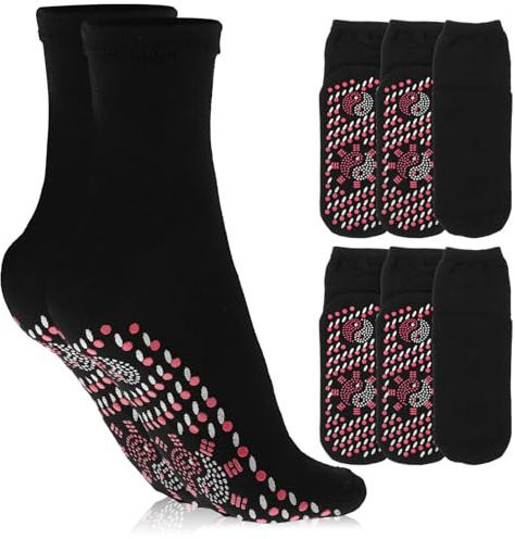 HANABASS Lot de 4 Paires de Chaussettes Thermiques d'hiver -Mollet en Tissu Respirant Picots Massants en Silicone, Chaussettes Chauffantes Unisexes Confortables pour Randonnée et Usage