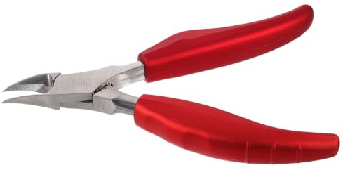 Cortaúñas Grande de Acero Inoxidable, Plegable y Resistente | Empuñadura Antideslizante, Diseño Curvo para Uñas Encarnadas, Color Rojo, Uso en Pies y Manos