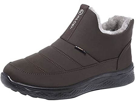Generisch Winter Shoes Men's Ankle Boots Winter Boots Snow Boots Warm Lined Snow Boots Hiking Shoes Non-Slip Trekking Boots Hiking Boots Thick Sole Slip-On Boots, coffee, 8 UK