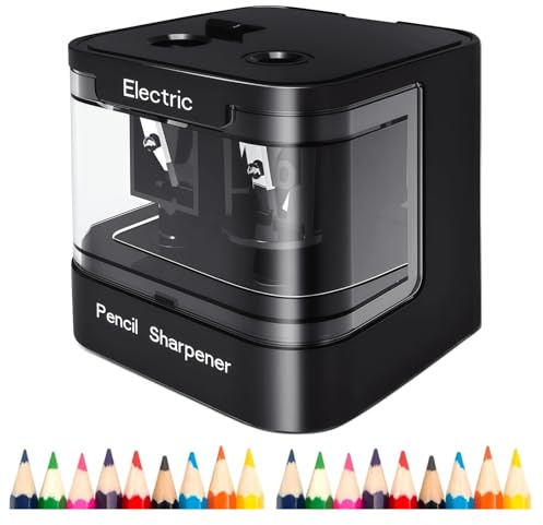 Elektrischer Spitzer Dicke und Dünne Stifte,Elektrischer Anspitzer mit USB & Batteriebetrieb – Automatischer Doppelloch-Anspitzer für Bleistifte und Buntstifte, Tragbar (BLACK)