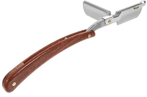 Generisch Holzmaserung Rasiermesser Nassrasierer Edelstahl Abs Ergonomischer Griff Vintage Stil für Barbiere Herren Glattrasur ohne Klingen Zufälliger Stil