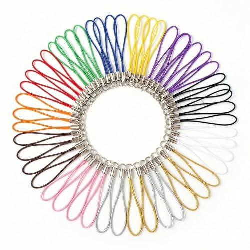 SWYZOR Cordino Portachiavi,120 Pezzi Ciondolo per Cellulare, Laccetti per Cellulari,Cordino Corto per Telefono,per Portachiavi,Catena in Nylon