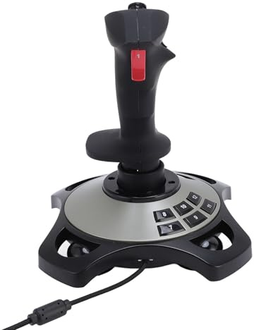 Diyeeni Flight Stick Joystick Contrôleur de Simulateur de Vol USB Filaire avec Fonction de Vibration 12 Boutons Programmables pour Jeux PC Wins 7 8 10 11