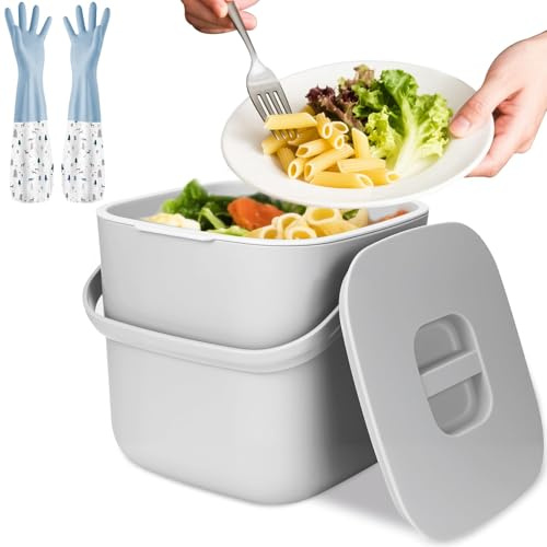 TEGOVE Biomülleimer Küche,Biomülleimer Komposteimer,Kleiner Mülleimer mit Deckel,Komposteimer für Alltäglichen Biomüll Behälter,Geruchsdicht,Herausnehmbarer Inneneinsatz,Leicht zu Reinigen