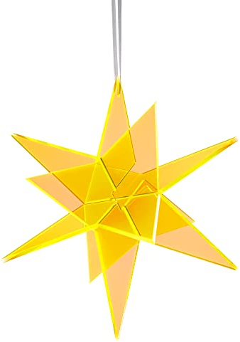 Cazador-del-sol ® - das Original | Estrella | 3D | schwebender Sonnenfänger-Stern gelb | Breite 20 cm | Höhe 20 cm