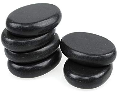 Windfulogo 6Pcs Professional Hot Massage Stones Set Natural Lava Heated Stones Basalt Warmer Rock for Spa, Massage Therapy (3.14 x 2.36 in)