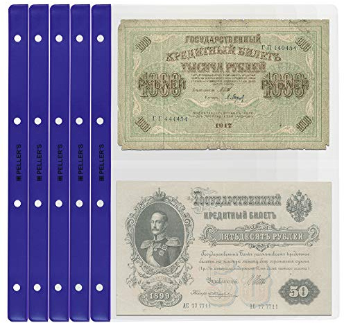 PELLER'S 10 samlarsedlar ärmar, för valuta, anteckningar. Albumsidor påfyllning A4 Model XL: 2 Pockets 8.62 X 5.91 Extra Transparent