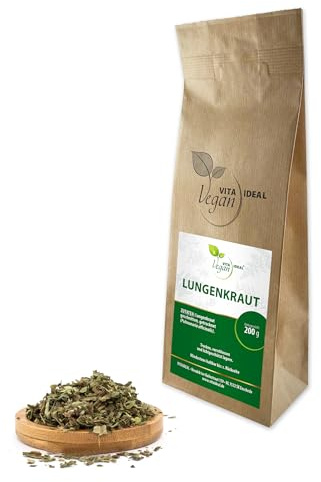 VITA IDEAL Vegan® LUNGEN Kraut 200g geschnitten & getrocknet - Pulmonaria officinalis - LUNGENKRAUT - Lungenkraut Kräuter Tee & Aufguss, ohne Zusatzstoffe.