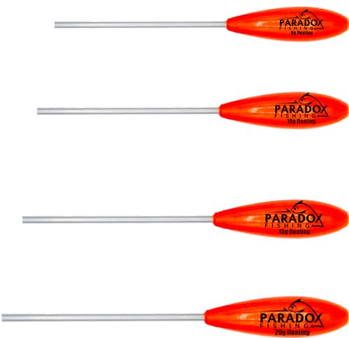 Paradox Fishing Set de bombettes Sbirolino flottantes I 4 pièces (6 g, 10 g, 15 g, 20 g) I Kit pour la pêche à la truite, appâts pour truites, idéal pour la pâte à pêche et les spoons – Cuillères pour