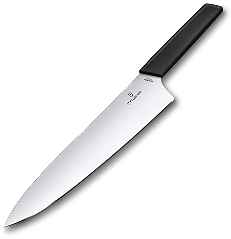 Victorinox Coltello per Taglio Carne Swiss Modern, Filo Dritto, Lama di 25 cm in Acciaio Inossidabile, Impugnatura Ergonomica Sintetica, Nero